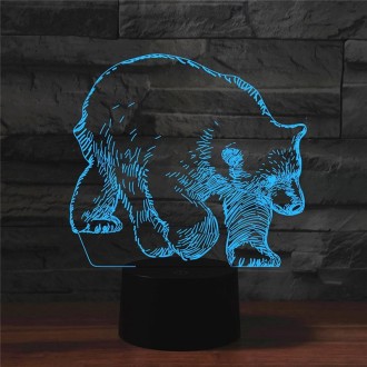 Bear Shape 3D Colorful LED Vision Light Table Lamp, Crack Touch Version