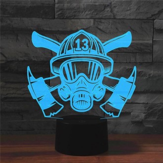 Fire Fighting Shape 3D Colorful LED Vision Light Table Lamp, Crack Remote Control Version