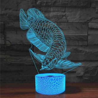 Fish Shape 3D Colorful LED Vision Light Table Lamp, 16 Colors Remote Control Version