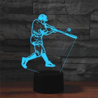 Playing Baseball Shape 3D Colorful LED Vision Light Table Lamp, 16 Colors Remote Control Version