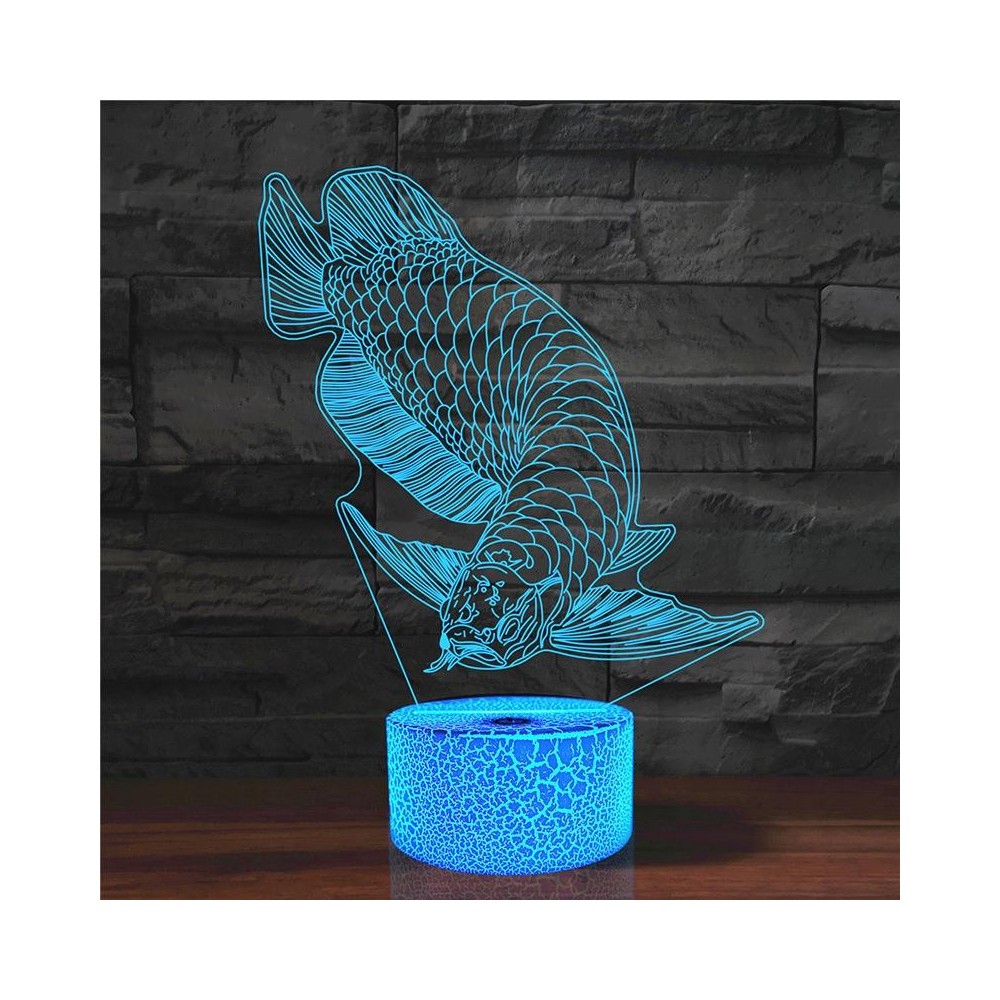 Fish Shape 3D Colorful LED Vision Light Table Lamp, USB Touch Version