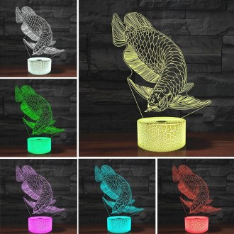 Fish Shape 3D Colorful LED Vision Light Table Lamp, USB Touch Version