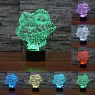 Frog Style 3D Touch Switch Control LED Light , 7 Color Discoloration Creative Visual Stereo Lamp Desk Lamp Night Light