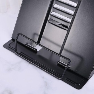 Portable Metal Adjustable Reading Book Holder Support iPad Document Book Shelf Bookstand, Size:Large(Black)