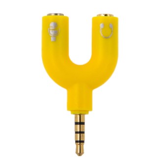 3.5mm Stereo Male to 3.5mm Headphone & Mic Female Splitter Adapter(Yellow)