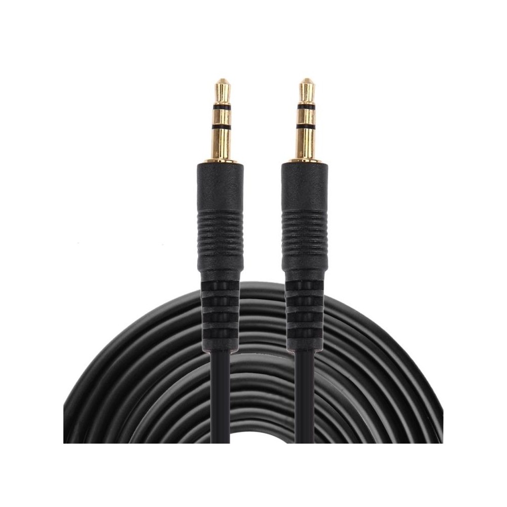 Aux Cable, 3.5mm Male Mini Plug Stereo Audio Cable, Length: 10m (Black + Gold Plated Connector)