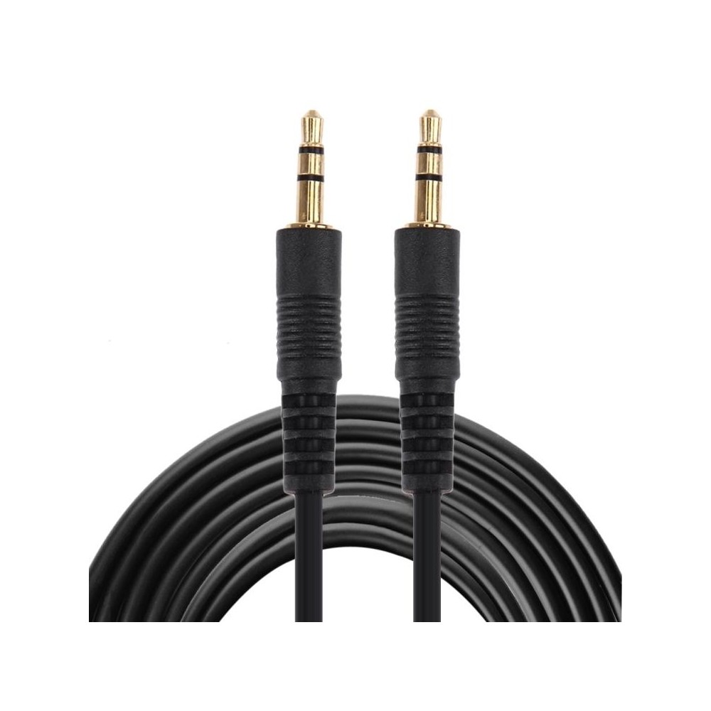 Aux Cable, 3.5mm Male Mini Plug Stereo Audio Cable, Length: 5m (Black + Gold Plated Connector)