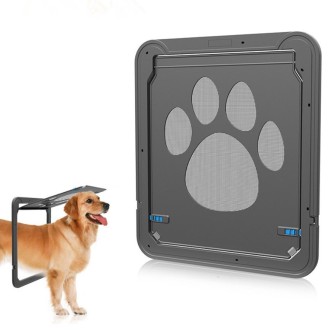 Pet Footprint Pattern Dog Auto Lock / Lockable Gate Cat Safe Flap Window Pet Screen Door, Size: 42x37cm