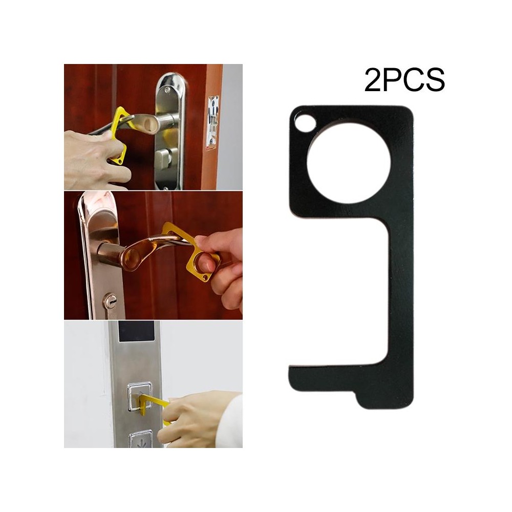 2 PCS Portable Quarantine Virus Open Door Press Elevator Key Ring(Black)