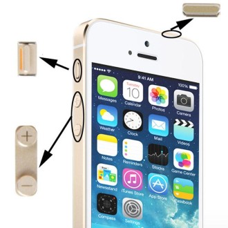 Original 3 in 1 Alloy Material (Mute Button + Power Button + Volume Button) for iPhone 5S, Golden(Gold)