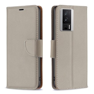 For Xiaomi Redmi K60 / K60 Pro Litchi Texture Pure Color Leather Phone Case(Grey)