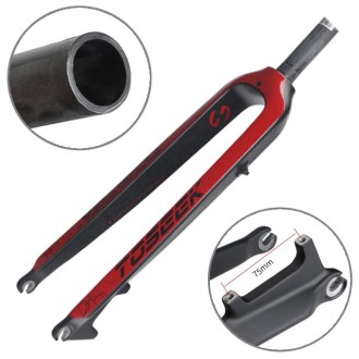 TOSEEK Ultra Light 26 Inch 385mm Mountain Bike Full Carbon Front Fork Straight Tube Disc Brake(Red)