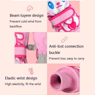 Cartoon Cat Pattern Girls Cute Cotton Gloves Children Ski Windproof and Warm Gloves Non-Slip and Waterproof Riding Gloves, Size: