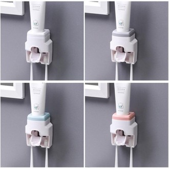 2pcs 2 In 1 Wall-mounted Automatic Toothpaste Squeezer Toothbrush Holder(White)