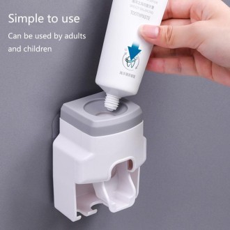 2pcs 2 In 1 Wall-mounted Automatic Toothpaste Squeezer Toothbrush Holder(White)