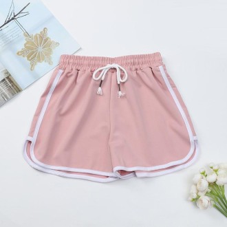 Women Casual Loose Outerwear High Waist Straight Yoga Shorts, Size: XXL(Liight Pink)