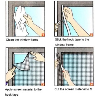 DIY Fly Mosquito Bug Mesh Window Screen Self-adhesive Anti-mosquito Net（13X15cm)