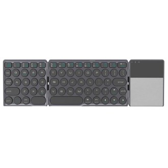 B052 Universal Round Keycap Mini Three-fold Bluetooth Wireless Keyboard with Touchpad (Black)