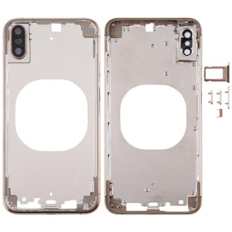 Transparent Back Cover with Camera Lens & SIM Card Tray & Side Keys for iPhone XS Max(Gold)