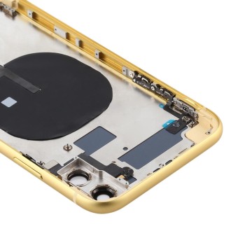 Battery Back Cover (with Side Keys & Card Tray & Power + Volume Flex Cable & Wireless Charging Module) for iPhone 11(Yellow)