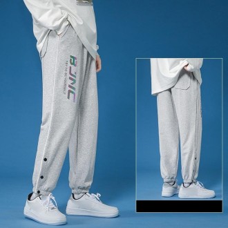 Men Casual Sport Trousers (Color:Light Grey Size:XL)