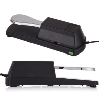 PL-02 6.35mm Connector Piano Sustain Pedal MIDI Synthesizer Pedal Musical Instrument Accessories(Black+Chrome-plated)