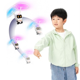 Induction Steel Man Aircraft Gyro Robot Luminous Toy For Children(Pink Astronaut)