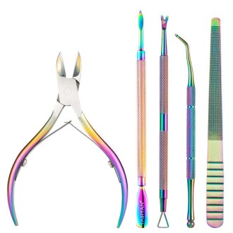 FABIYAN Stainless Steel Dead Skin Shear Steel Push Nail Art Tool Set, Specification:   Set 14