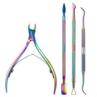 FABIYAN Stainless Steel Dead Skin Shear Steel Push Nail Art Tool Set, Specification:    Set 13