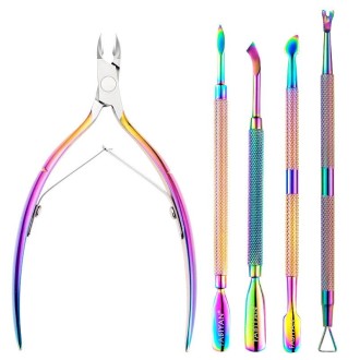 FABIYAN Stainless Steel Dead Skin Shear Steel Push Nail Art Tool Set, Specification:   Set 15