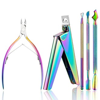 FABIYAN Nail Art Scissors Set Stainless Steel Nail Clippers Dead Skin Scissors Remover Steel Push, Specification: Set 1