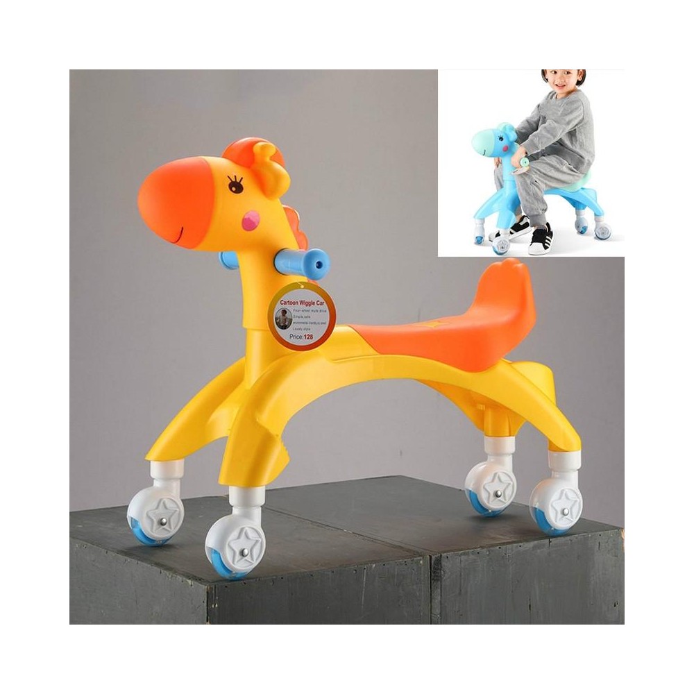 Cartoon Children Twister Car Walker with Music Flash Wheel(Yellow)