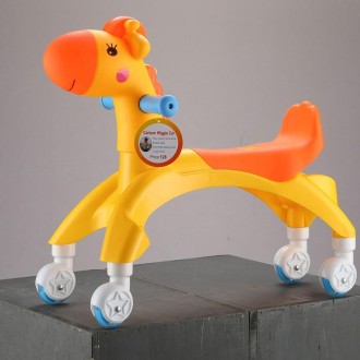 Cartoon Children Twister Car Walker with Music Flash Wheel(Yellow)