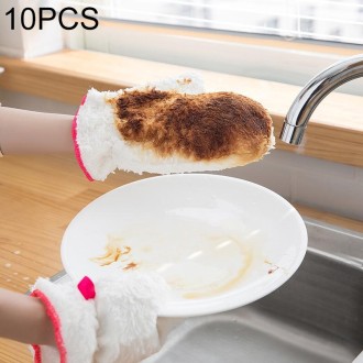 10 PCS Bamboo Fiber Household Non-stick Oil Dishwashing Gloves Kitchen Cleaning Waterproof Gloves