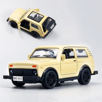 1:36 Alloy Car Model Three Open Door Small Car Toys Cake Ornaments(Yellow)