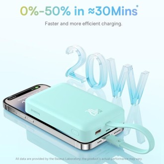 Baseus 10000mAh 20W 8 Pin Magnetic Fast Charging Power Bank(Mint Green)