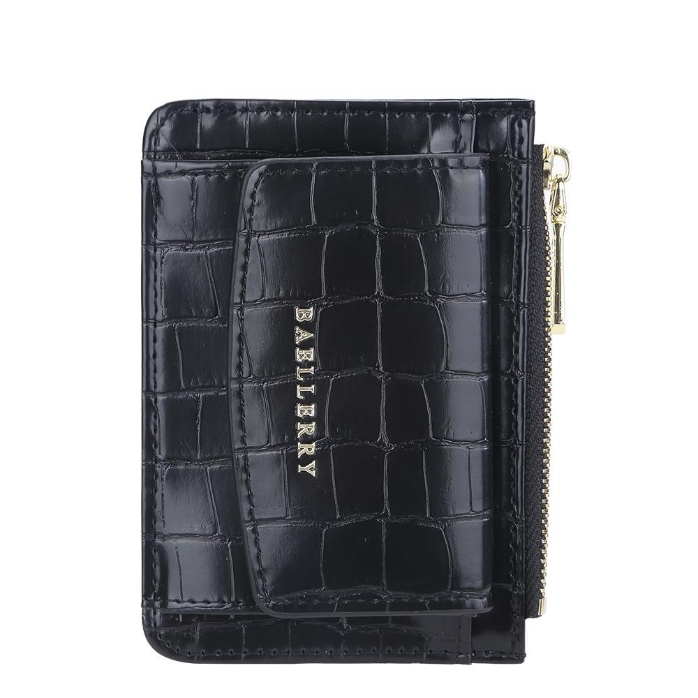 Baellerry Crocodile Pattern Multifunctional Card Holder Small Zipper Coin Purse(Black)