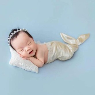 Newborn Photography Clothing Mermaid Modeling Jumpsuit + Headdress Set(Pink)