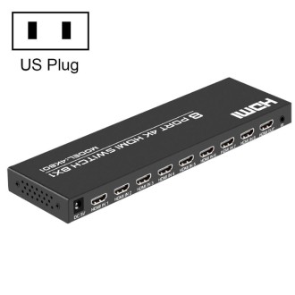 FJGEAR FJ-4K801 4K 8 In 1 Out HDMI HD Video Switcher, Plug Type:US Plug(Black)