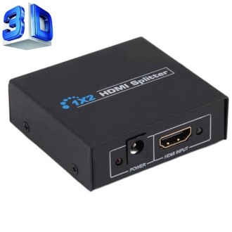 V1.4 1x2 Mini HDMI Amplifier Splitter, Support 3D & Full HD 1080P(Black)