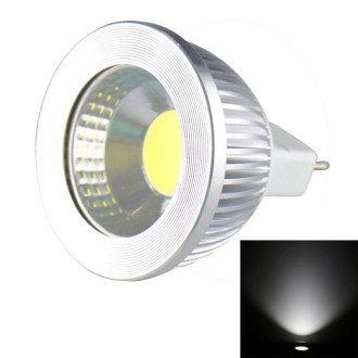 MR16 5W 475LM LED Spotlight Lamp, 1 COB LED,  White Light, 6000-6500K, DC 10-18V, Silver Cover