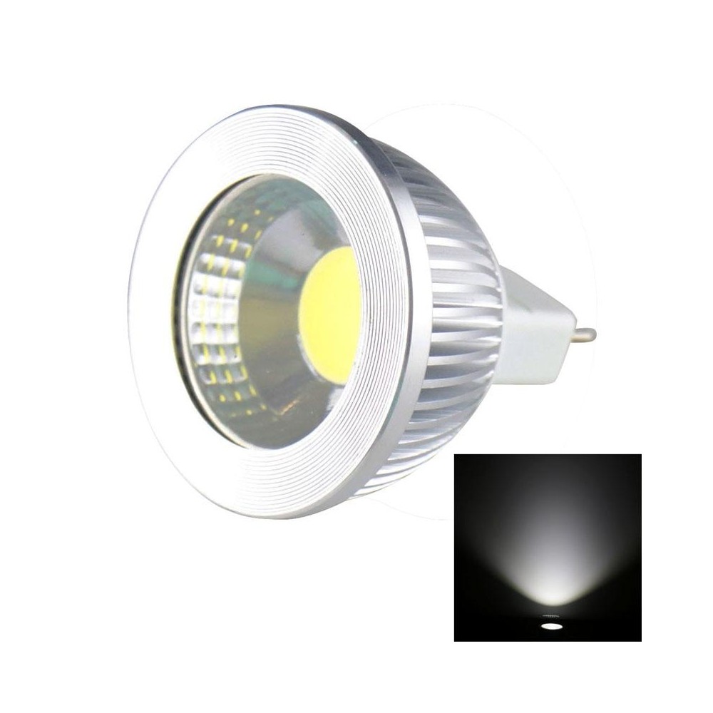 MR16 5W 475LM LED Spotlight Lamp, 1 COB LED,  White Light, 6000-6500K, DC 10-18V, Silver Cover