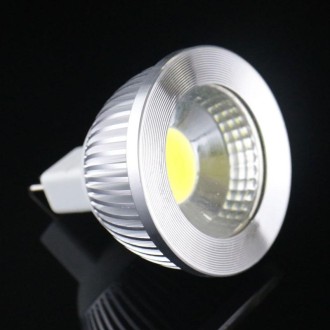 MR16 5W 475LM LED Spotlight Lamp, 1 COB LED,  White Light, 6000-6500K, DC 10-18V, Silver Cover