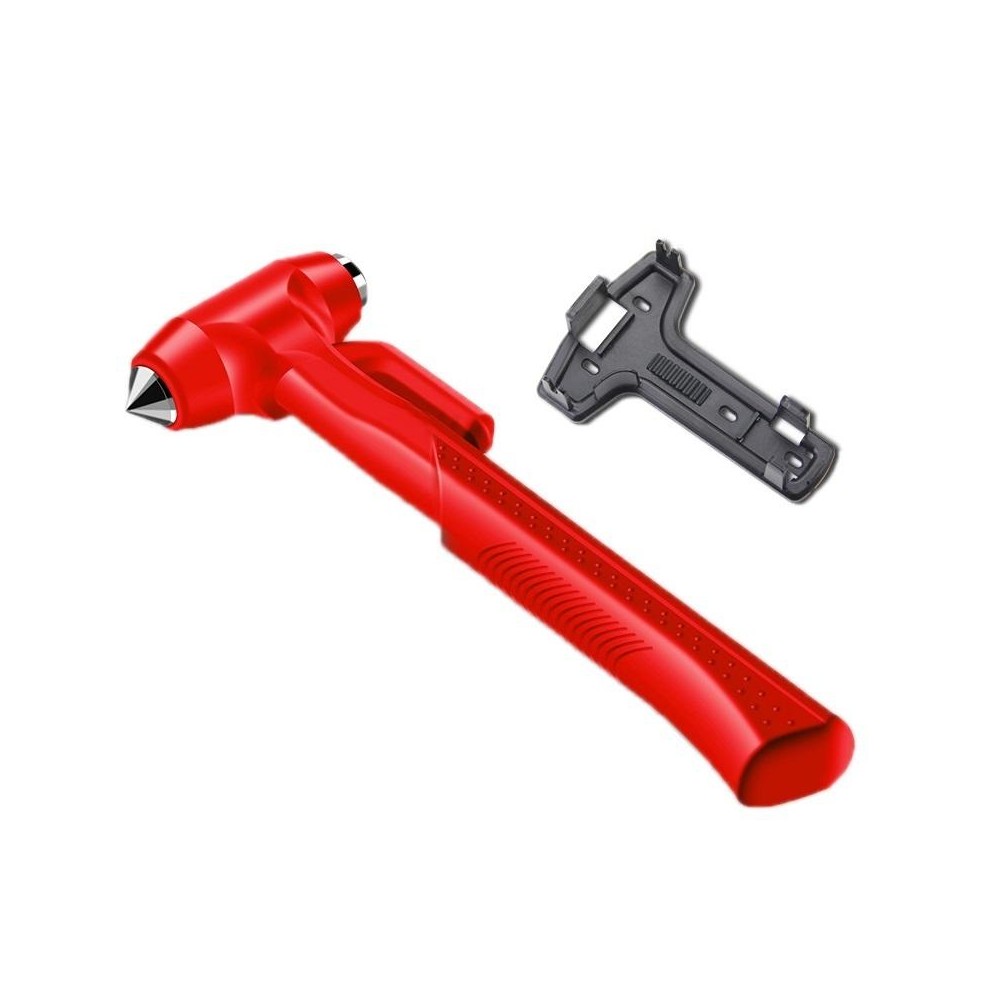 Car Safety Life-Saving Hammer Car Emergency Multifunctional Window Breaker, Colour: Deluxed Red With Fixed Rack