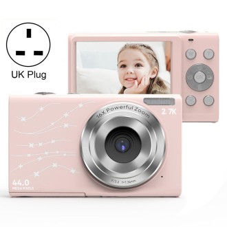 DC402 2.4 inch 44MP 16X Zoom 2.7K Full HD Digital Camera Children Card Camera, UK Plug (Pink)