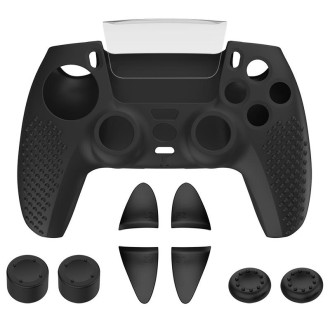 For PS5 Game Controller Joystick Cap Silicone Protective Cover Kit Dustproof Case(Black Polka Dots)