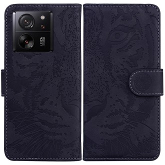 For Xiaomi 13T / 13T Pro / Redmi K60 Ultra Tiger Embossing Pattern Leather Phone Case(Black)