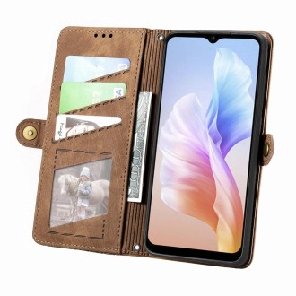 For DOOGEE X98 Pro / X98 Geometric Zipper Wallet Side Buckle Leather Phone Case(Brown)