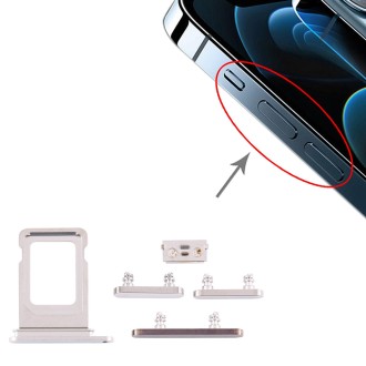 SIM Card Tray + Side Keys for iPhone 12 Pro Max(White)