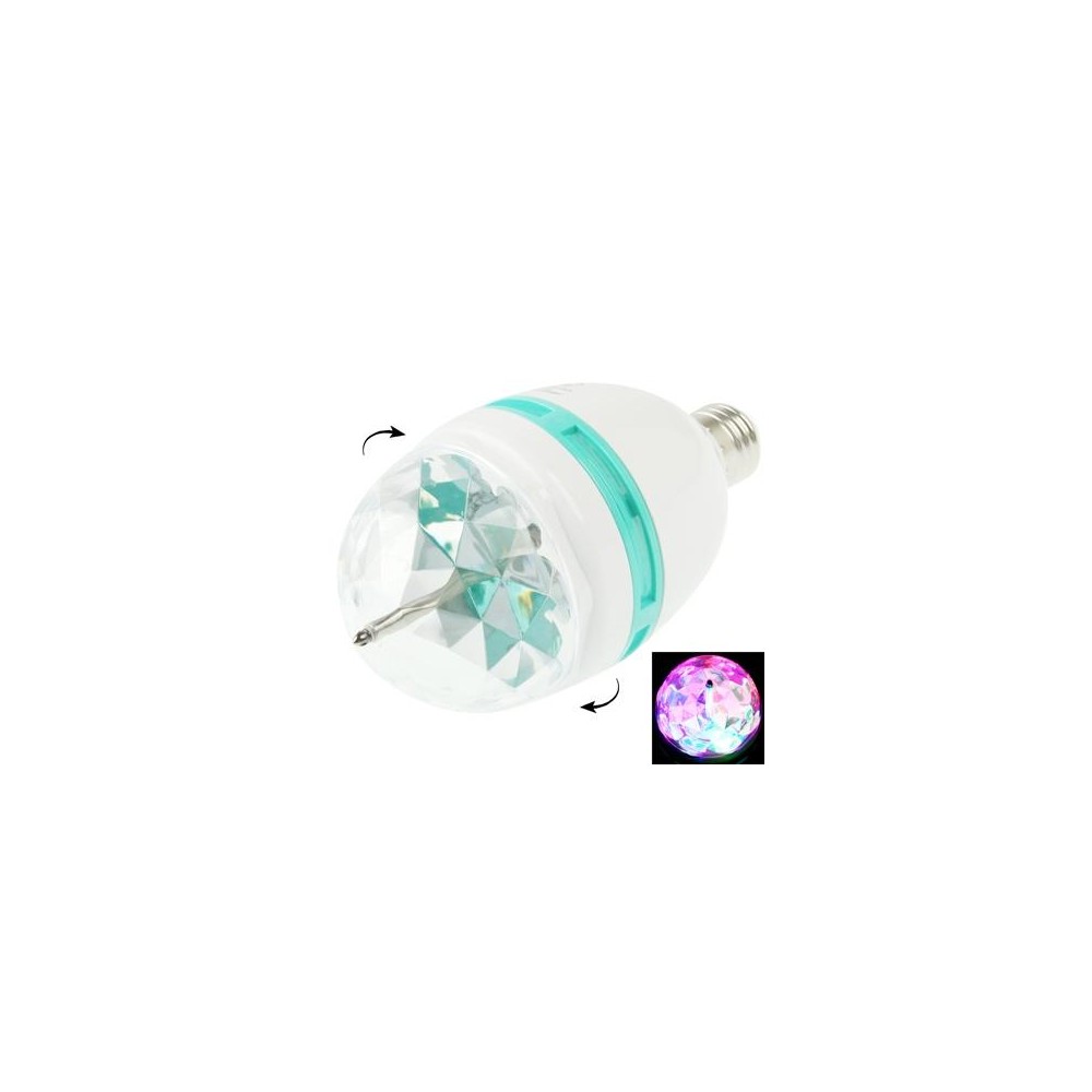 E27 3W Colorful Light LED Light Bulb,  Rotating Lamp, 240lm, AC 85-260V